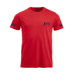 Vorderseite Herren T-Shirt mit IRO Logo auf Brust links, beiden Ärmeln und Innenseite Nacken