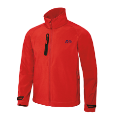 Vorderseite Jacke Herren mit blauem IRO Logo auf der linken Brust und Reißverschlusstasche rechte Brust